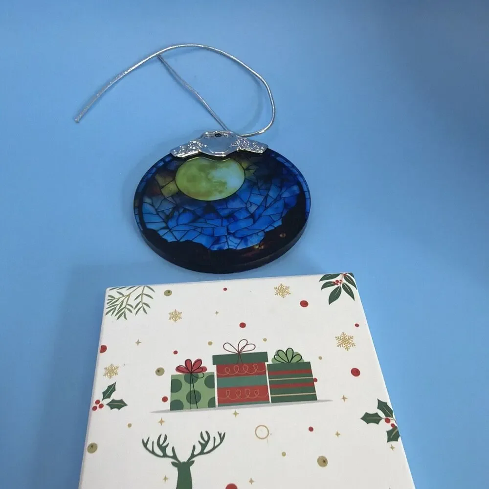 Stained Glass Ornament Retro Moon